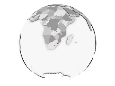 Svaziland gri Globe izole
