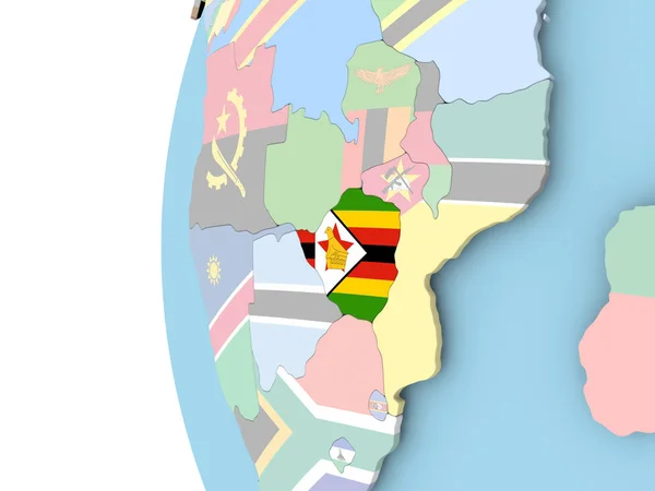 Bandiera dello Zimbabwe sul globo politico — Foto Stock