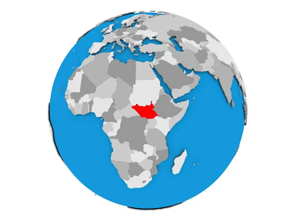Südsudan auf dem Globus isoliert — Stockfoto