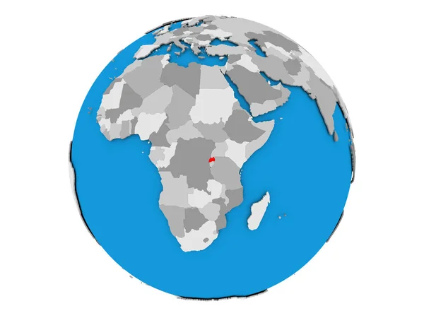 Ruanda sul globo isolato — Foto Stock