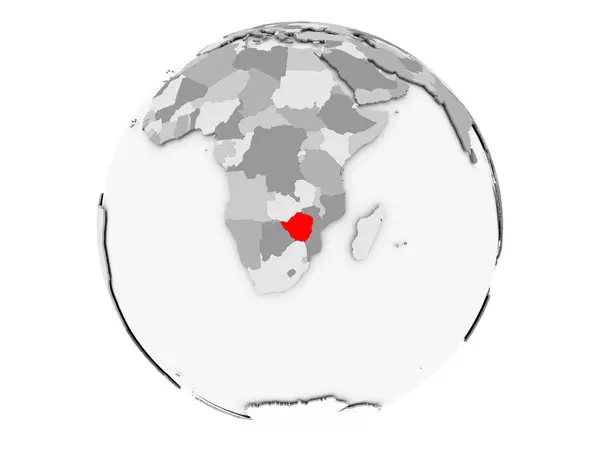 Zimbábue em globo cinzento isolado — Fotografia de Stock