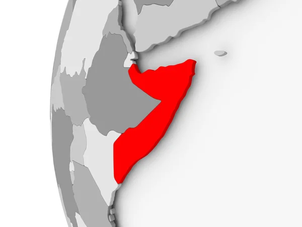 Somálsko na šedý glóbus — Stock fotografie