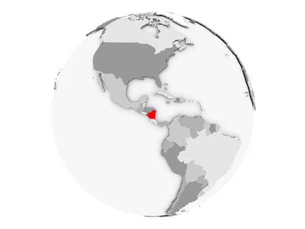Nicaragua su globo grigio isolato — Foto Stock