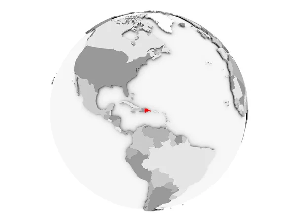 Dominikánská republika na šedý glóbus, samostatný — Stock fotografie