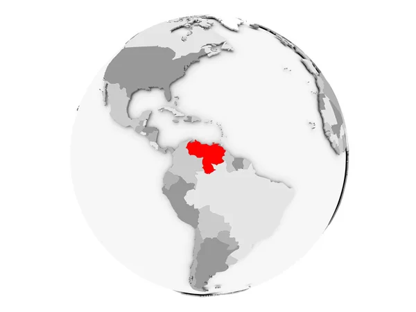Venezuela op de grijze globe geïsoleerd — Stockfoto