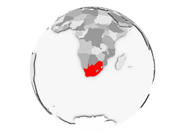 África do Sul em globo cinzento isolado — Fotografia de Stock