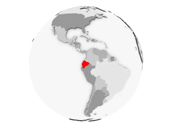 Еквадор на сірий земної кулі, ізольовані — стокове фото