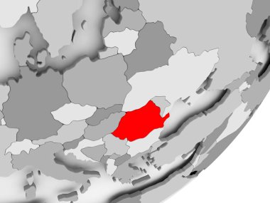 Gri haritada kırmızı Romanya'da