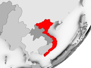 Vietnam'da gri haritada kırmızı
