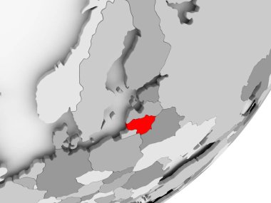 Gri haritada kırmızı Litvanya