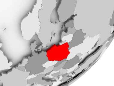 Gri haritada kırmızı Polonya'da