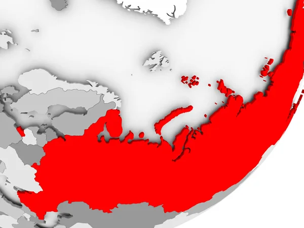 Ryssland i rött på grå karta — Stockfoto