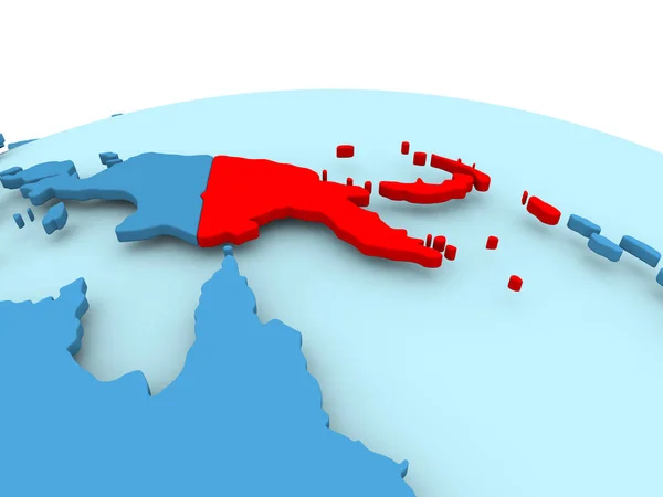 Papua-Nowa Gwinea na niebieski Globus polityczny — Zdjęcie stockowe