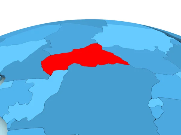 Центральная Африка на голубом политическом глобусе — стоковое фото