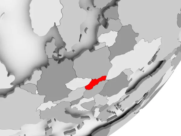 グレーの地図上の赤でスロバキア — ストック写真