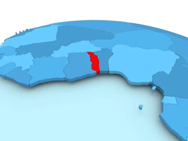 Togo na niebieski Globus polityczny — Zdjęcie stockowe