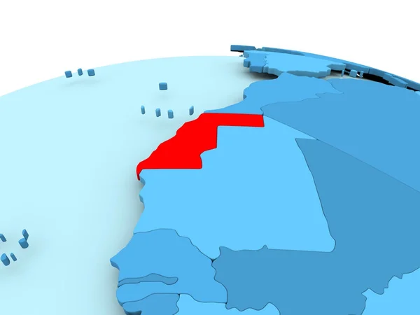 Западная Сахара на голубом политическом шаре — стоковое фото