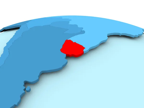乌拉圭对政治的蓝色地球 — 图库照片