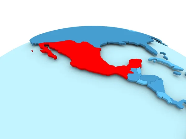 Мексика на голубом политическом глобусе — стоковое фото