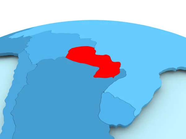 Paraguay on blue political globe — Stock Photo, Image