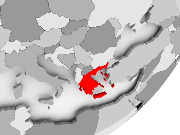 Yunanistan'ın gri haritada kırmızı — Stok fotoğraf