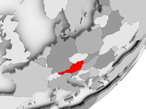 Austria w kolorze czerwonym na mapie miasta szary — Zdjęcie stockowe