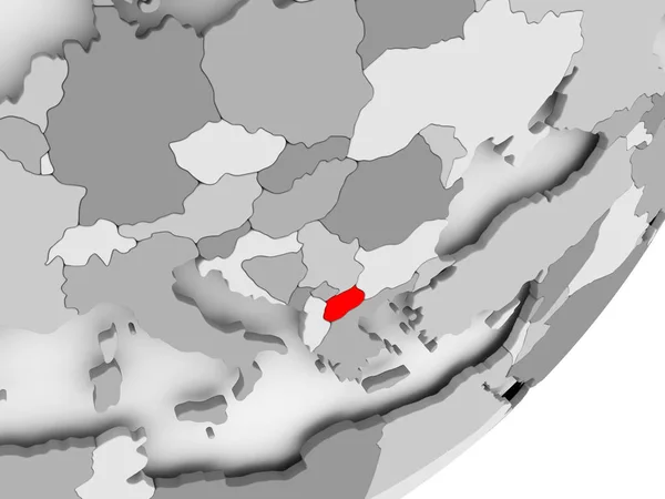 在灰色地图上红色的马其顿 — 图库照片