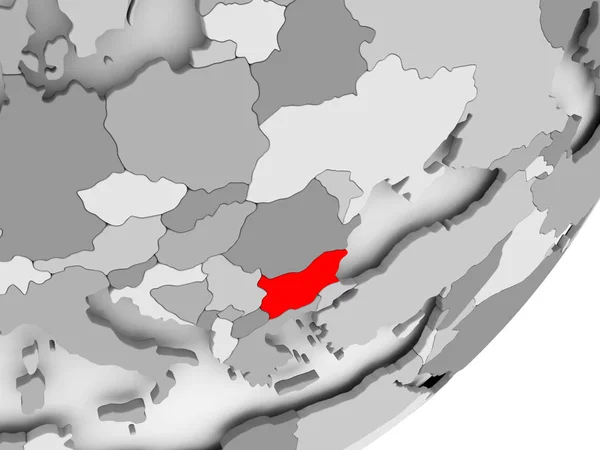 Bulgaria in rosso sulla mappa grigia — Foto Stock