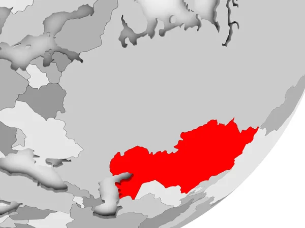 Kazakhstan in red on grey map — Stock Photo, Image