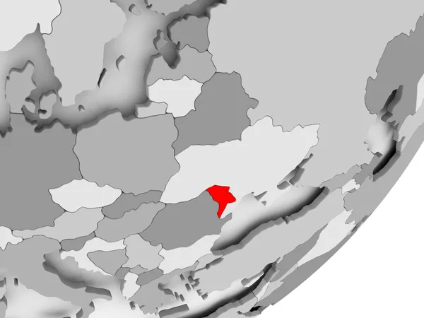 Moldova kırmızı gri harita üzerinde — Stok fotoğraf