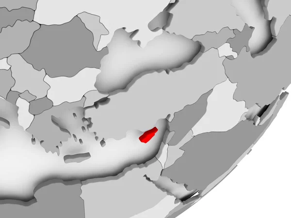 Chipre en rojo en el mapa gris —  Fotos de Stock