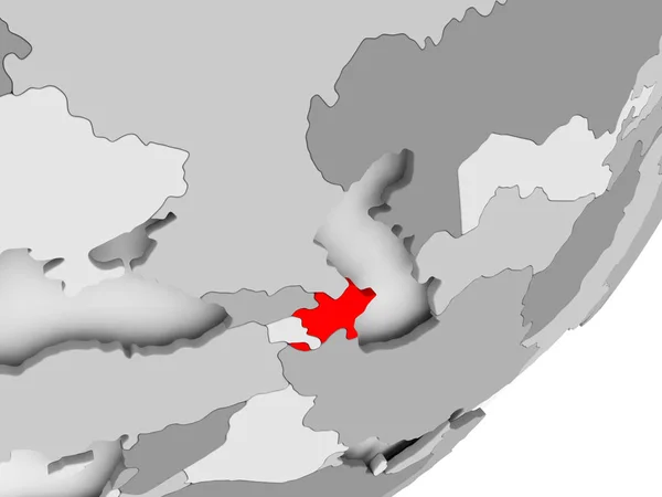 Azerbaijão em vermelho no mapa cinzento — Fotografia de Stock