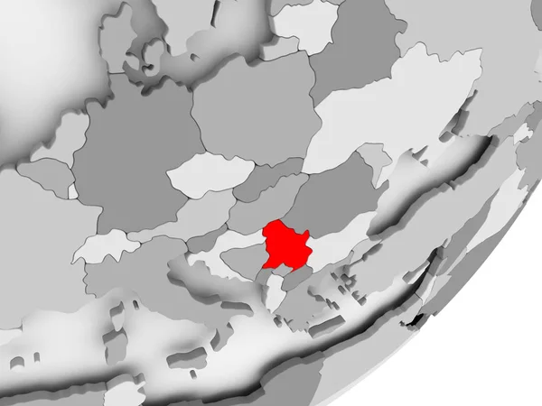 塞尔维亚在红灰色地图 — 图库照片