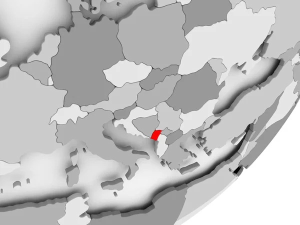 회색 지도에 빨간색으로 몬테네그로 — 스톡 사진