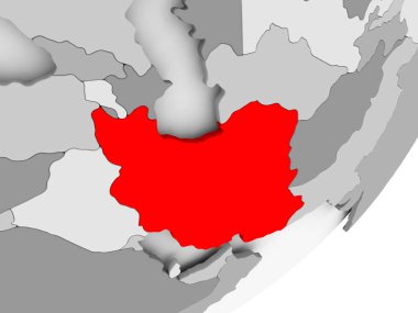 İran'da gri haritada kırmızı