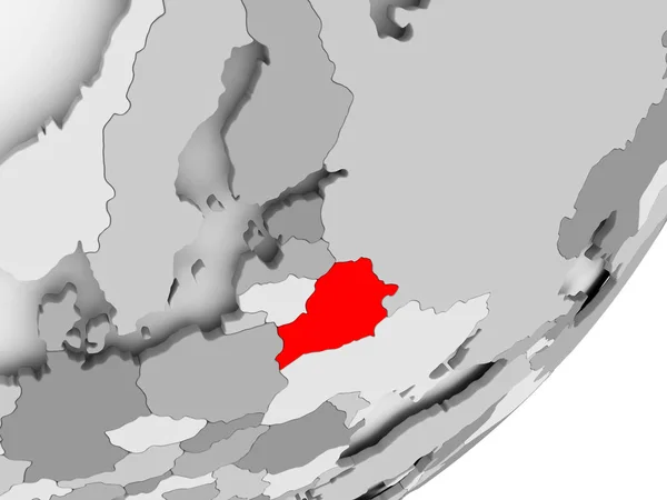 Wit-Rusland in het rood op grijze kaart — Stockfoto