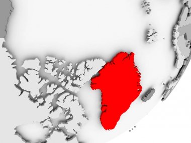 Grönland'gri haritada kırmızı