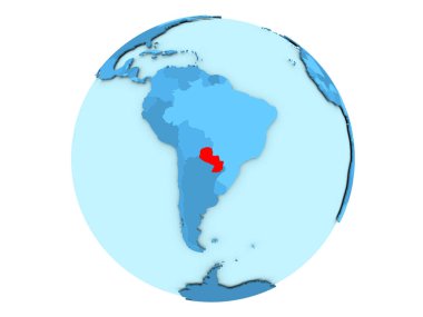 Paraguay izole mavi dünya üzerinde