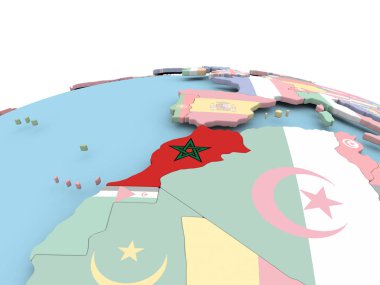 Fas bayrağı parlak dünya üzerinde