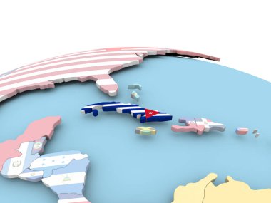 Küba bayrağı parlak dünya üzerinde