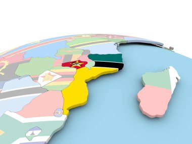 Parlak Globe Mozambik Cumhuriyeti bayrağı