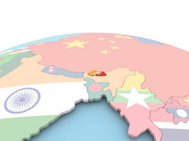 Parlak küre Bhutan bayrağı