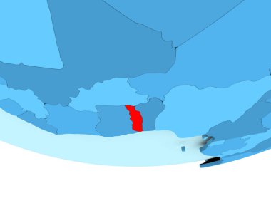 Togo kırmızı mavi harita üzerinde