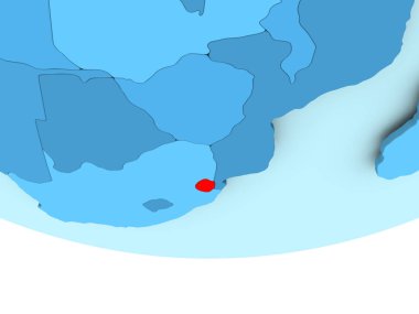 Svaziland kırmızı mavi harita üzerinde