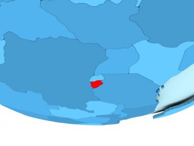 Burundi kırmızı mavi harita üzerinde