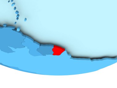 Fransız Guyanası kırmızı mavi harita üzerinde