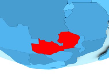 Zambiya yılında mavi haritada kırmızı