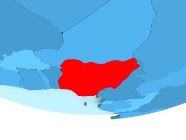 Mavi haritada kırmızı içinde Nigeria