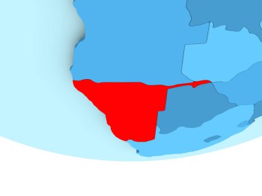 Mavi haritada kırmızı Namibya'da