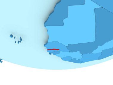 Gambiya kırmızı mavi harita üzerinde